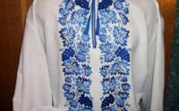 Mens white embroidered dress shirt