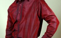 Mens red silk dress shirt